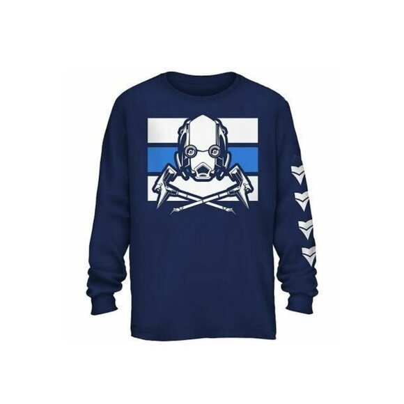 Boys Fortnite Long Sleeve Navy White Blue Graphic Tee Size 14/16 - Picture 1 of 4
